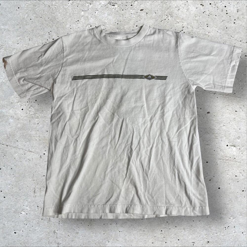 Vintage Y2K‎ 90s Adidas Double Sided Big Logo Tee Gray TShirt Size L